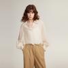 ELLE French Design Elegant High-End Unique Quality Long Sleeve Shirt Women tops Off-White EM48781
