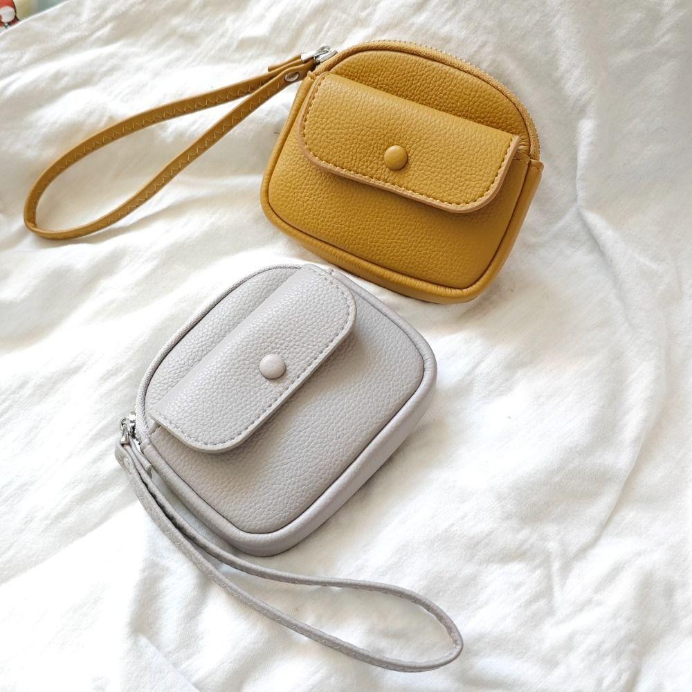 Solid Color Short Wallet Korean Style PU Coin Purse Fashion Wrist Bag  Women
