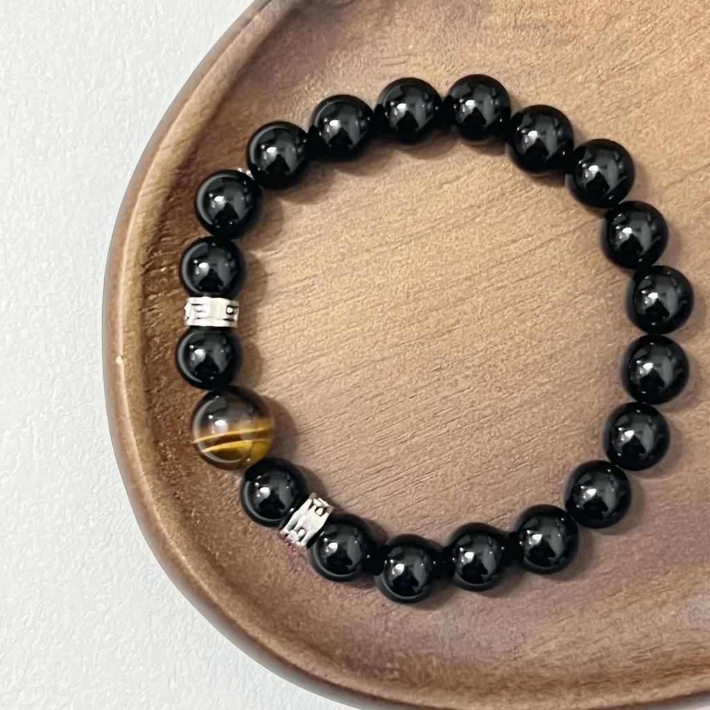 Obsidian Beaded Bracelets for Men 10mm Round Beads Natural Stone Anxiety Stress Relief Bangle Handmade Gemstone Jewelry Gifts
