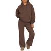 Damen Casual Kapuzenpullover Weite Hosen Set - Baumwollmischung Lockerer Schnitt 10 Farben