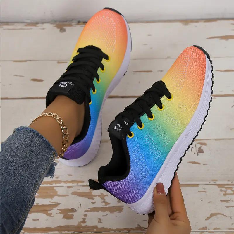 Chaussures de Running Toile Maille Fly-knit Grande Taille Femme 2025 - Semelle Plate pour Printemps et Automne