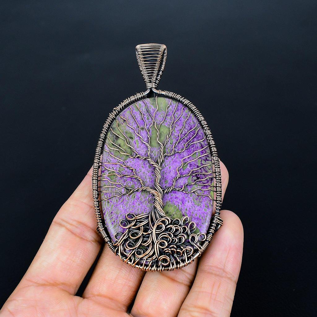 Tree Of Life Purpurite Jewelry, 999 Copper Wire Wrap Pendant Handmade Gemstone Jewelry, Gifts For Wife Brand New Pendant