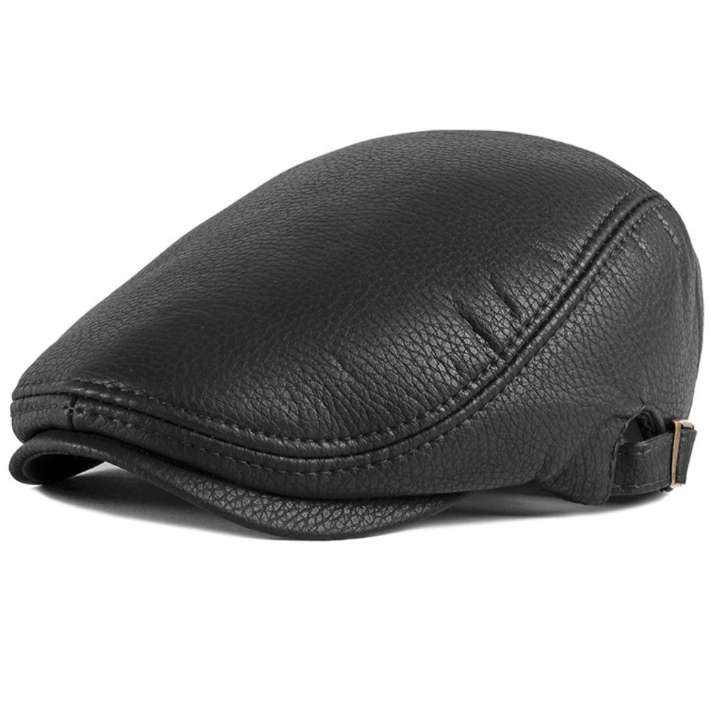HT4864 Berets Autumn Winter Hat Men Women PU Leather Cap Artist Painter Beret Hat Male Female Ivy Flat Cap Adjsutable Beret Caps