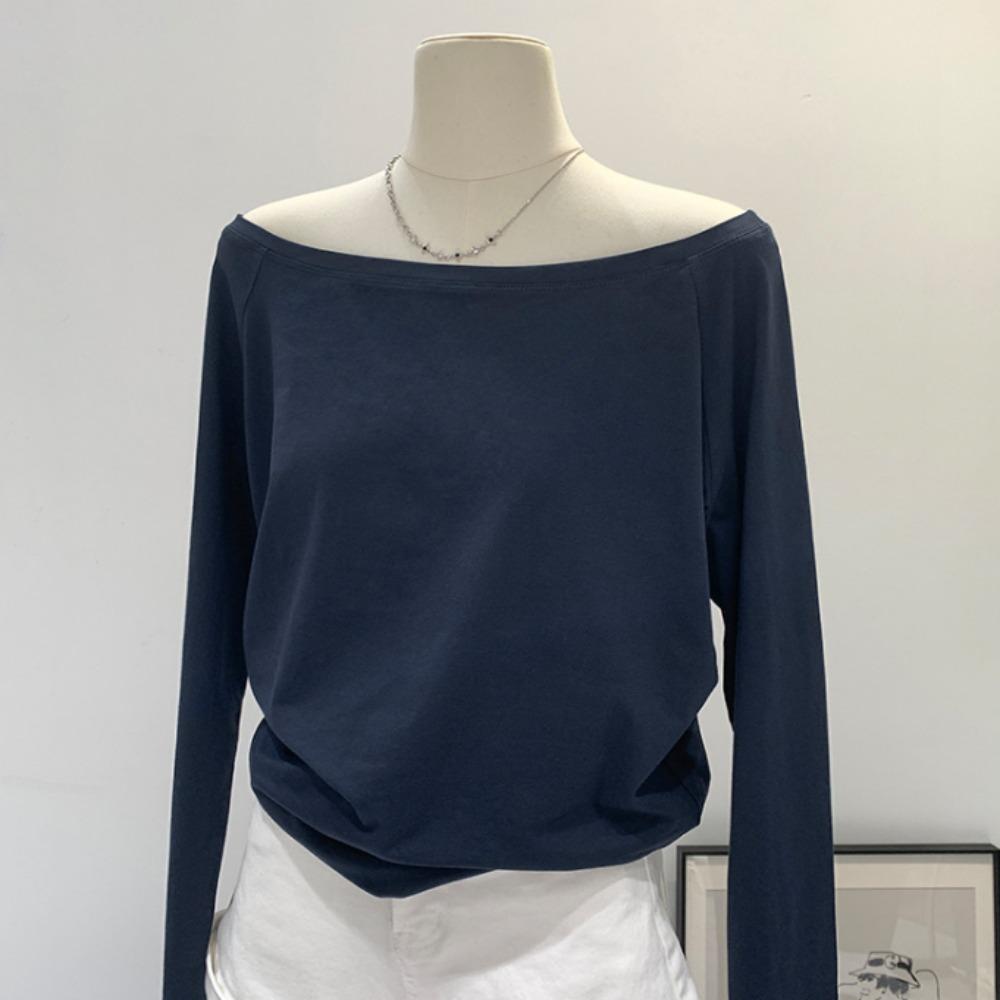 Vår Y2K Lange ermer Skrå skulder Dameklær Stil En skulder Dame Topper Bred Trøffel Skulderbase Sexy Skjorte