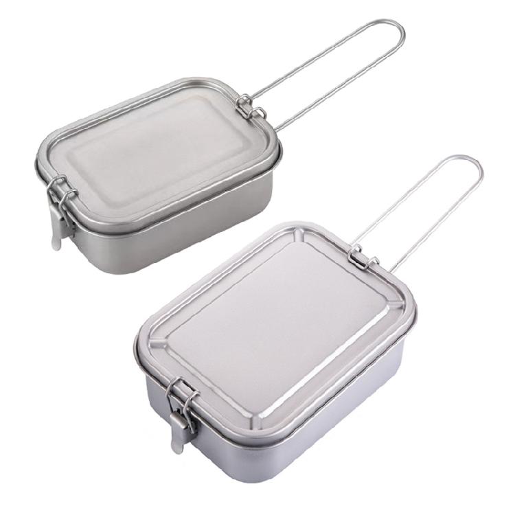 Metal Alloy Camping Bentos Container Portable Bentos Box Rectangle Lunch Box Outdoor Camping Picnic Cookware