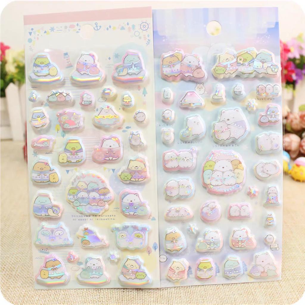 Cute Sumikko Gurashi 3D Stickers 2-Pcs - Puffy Scrapbooking Decor for DIY Journal School Stationery & Gifts