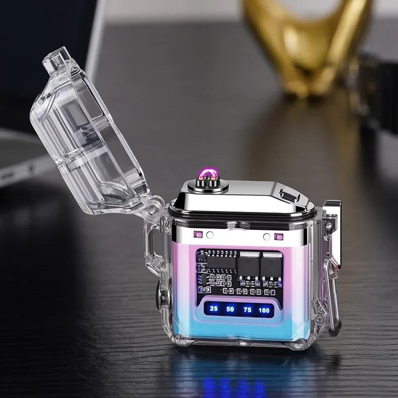 New Transparent Shell Waterproof and Windproof Ignition Flashlight TYPE-C Fast Charging COB Lighting Outdoor Camping Gift