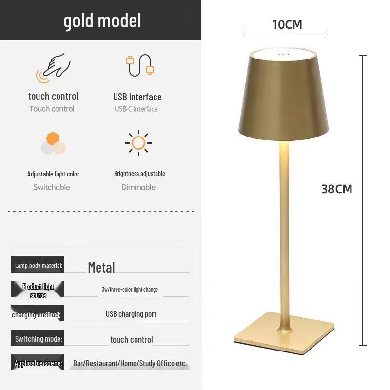 Rechargeable Iron Art LED Desk Lamp for Bedroom and Dining Room