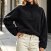 Women's Half Zip Long Sleeve Cropped Color Pullover Sweatshirt