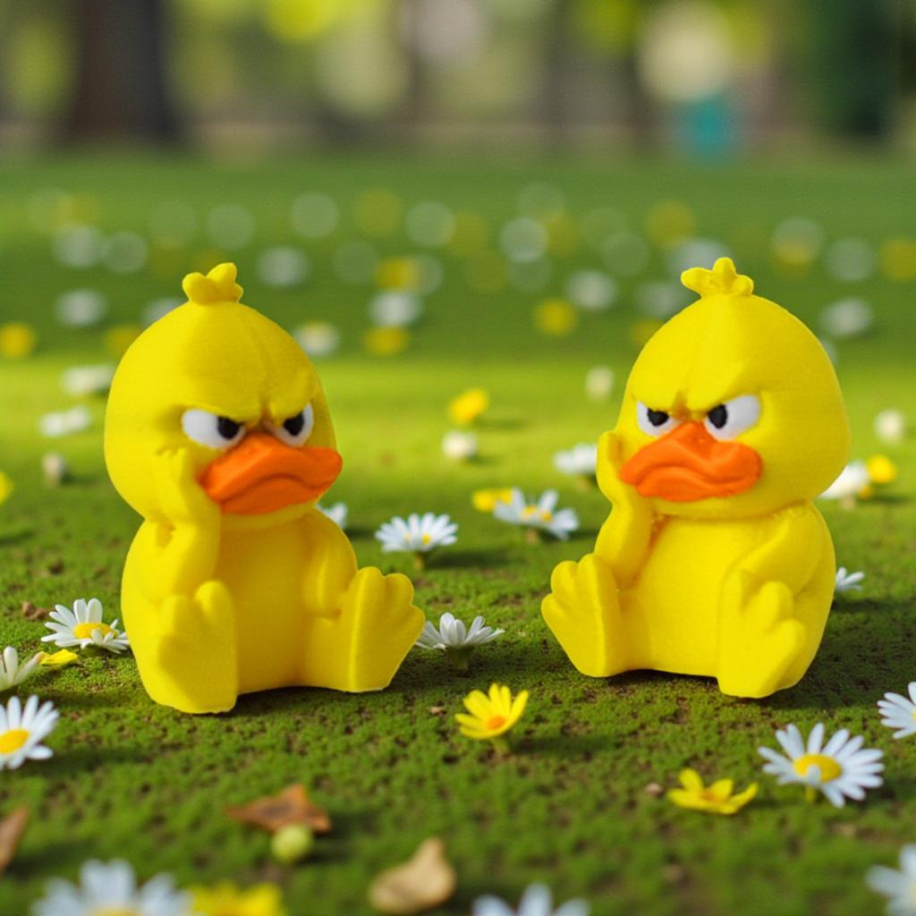Cute 3D Printed Yellow Figurine, Funny Desk Decor, Medium Size Shelf Ornament for and Home