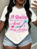 Women'S Birthday Queen Graphic T-Shirt White Tee for Birthday Celebrations with Crown Design April B