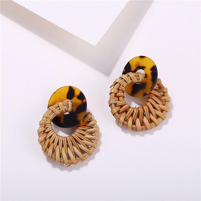 Rattan Earrings Fashion Handmade Wooden Straw Weave Rattan Vine Braid Drop Earrings New Fashion Geometric Long Earrings 7 Rattan Earrings Fashion Handmade Wooden Straw Weave Rattan Vine Braid Drop Earrings New Fashion Geometric Long Earrings 7