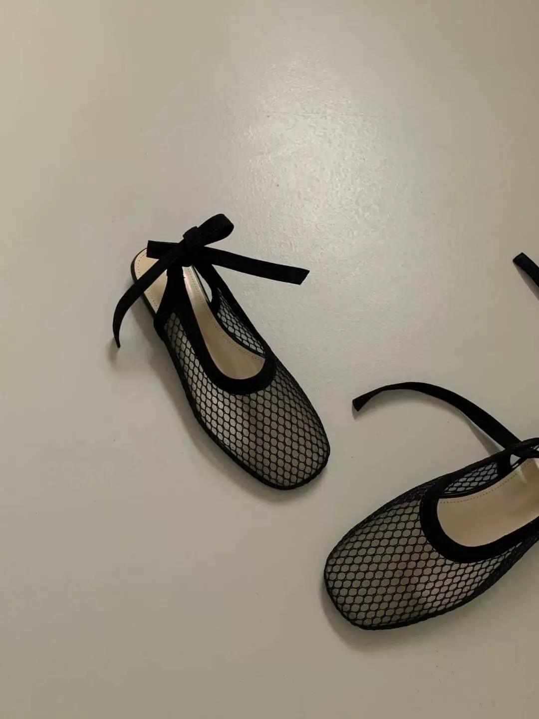 

Sheepskin version~ Korean version niche mesh hollow breathable casual flat-bottomed bag head sandals women s 2025 summer half slippers 40 чёрный