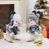 Cute Cloth PP Cotton Snowman White&Blue Soft Snowman Blue Plaid Christmas Decor Dolls Christmas Desktop Decoration