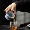Gaiwan mit blauem und weißem Drachen und Metalleinlage, einzelnes Kungfu-Teeservice aus Keramik, Schüssel zur Teezubereitung, Teeterrine