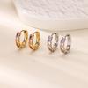Luxury Stainless Steel Colored Zirconia Earring for Women Gold Color Anti Fading Earring Wedding Vacation Jewelry Accessories