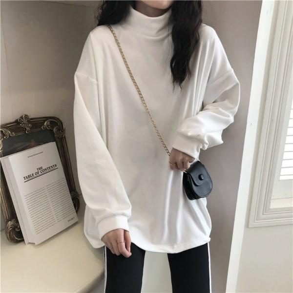 2022 Autumn/Winter Women's Loose Double-Sided Fleece Long-Sleeve Bottoming Shirt
