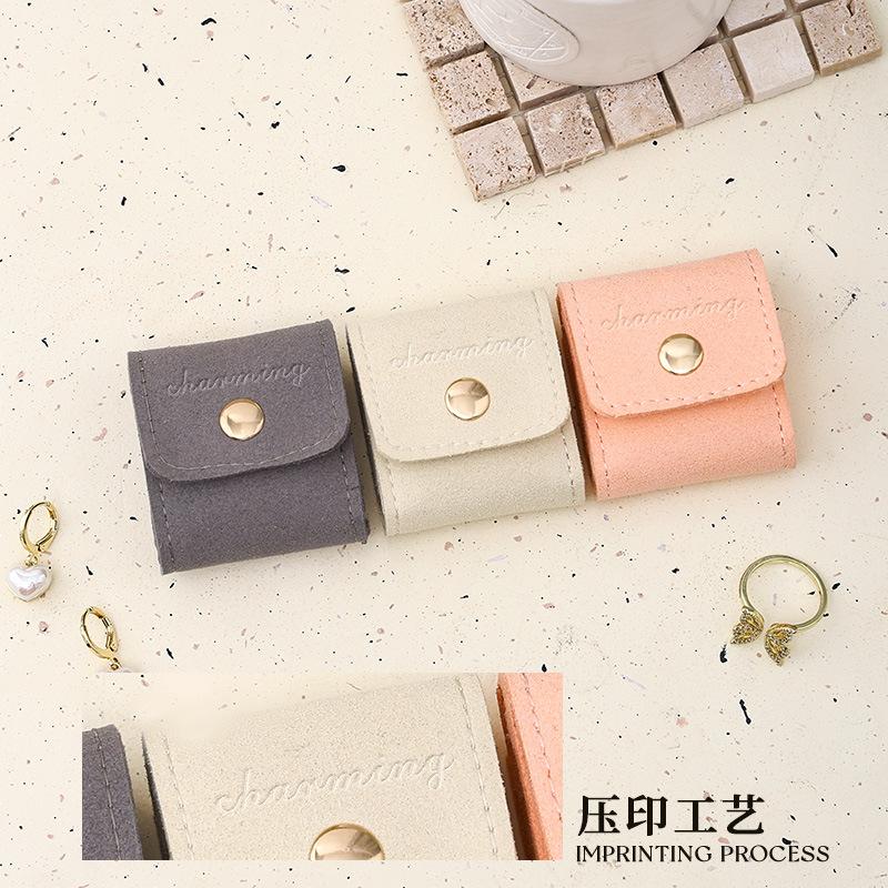 Premium Ring Storage Box Small Portable Travel Stud Earrings Jewelry Light Luxury Pu Jewelry Storage Flannel Bag
