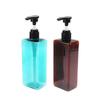 500Ml Body Lotion Square Bottle Pet Plastic Shower Gel Shampoo Press Pump Bottles Durable Refillable Containers For Liquid Soap