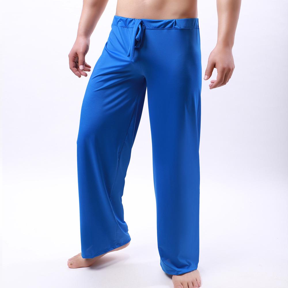 

Men s Breathable Loose Pajama Pants - Smooth, Cool, and Casual Long Home Wear XL темно-синий