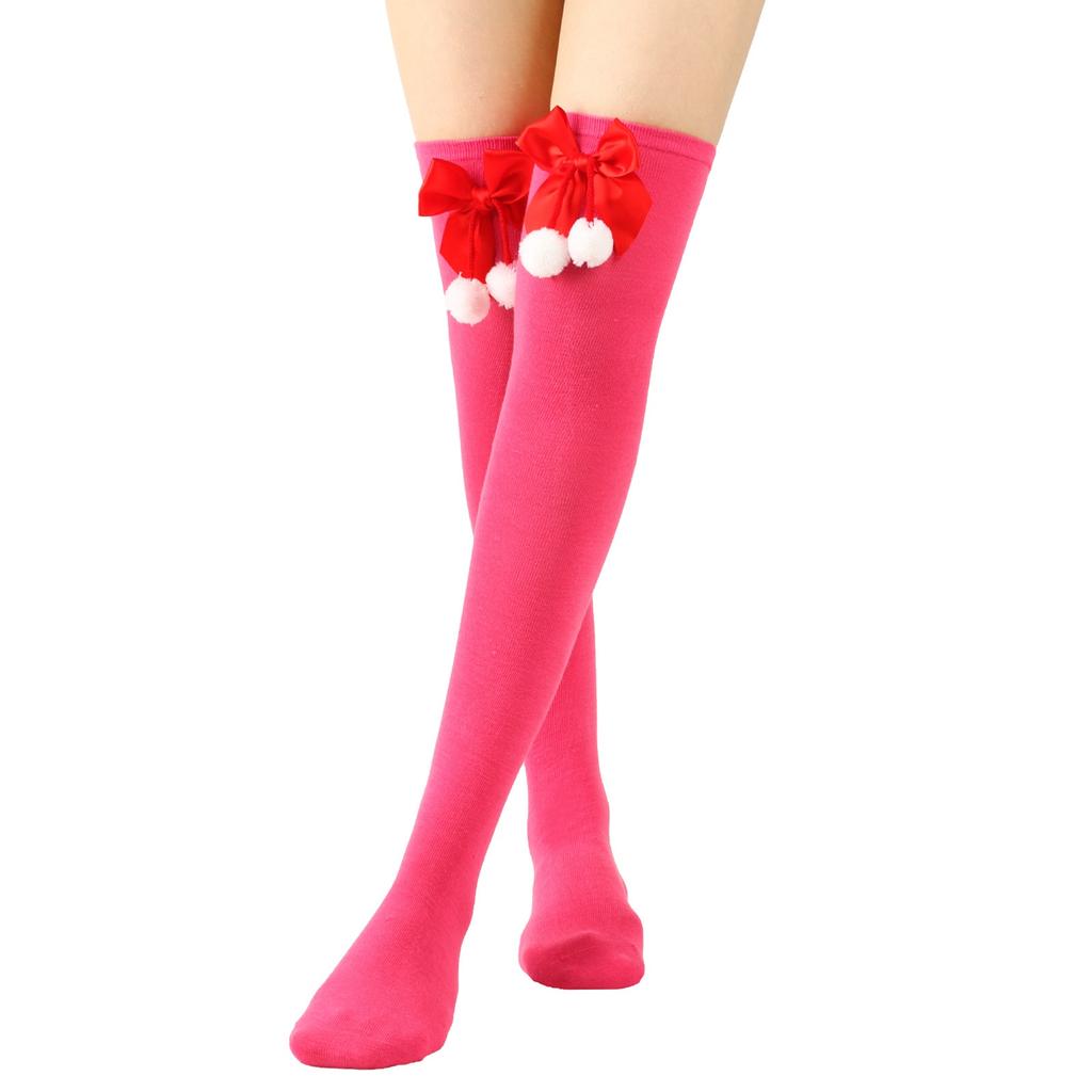 Women's Bowknot Christmas Stocking Pom-pom Socks Over-the-knee Socks