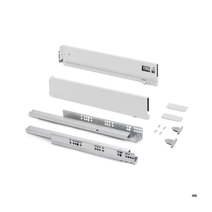 Emuca Tiroir Extérieur Vertex Avec Réglages 3D Hauteur 93mm, 40kg, Profondeur 500mm, Acier, Peint En Blanc