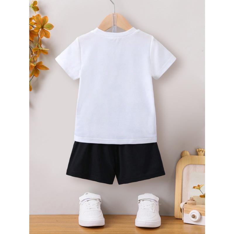 Summer Boys' Suit T-Shirt Tops Shorts Dinosaur Print Casual Fashion Children's Clothing 4-7y