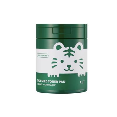 VTCOSMETICS Cica Mild Toner Feuchtigkeitsspendend für Empfindliche und Trockene Poren und Lotion Edition Pads, Haut, Peeling, Pflege, Abwischen (Tora (100 Blatt))
