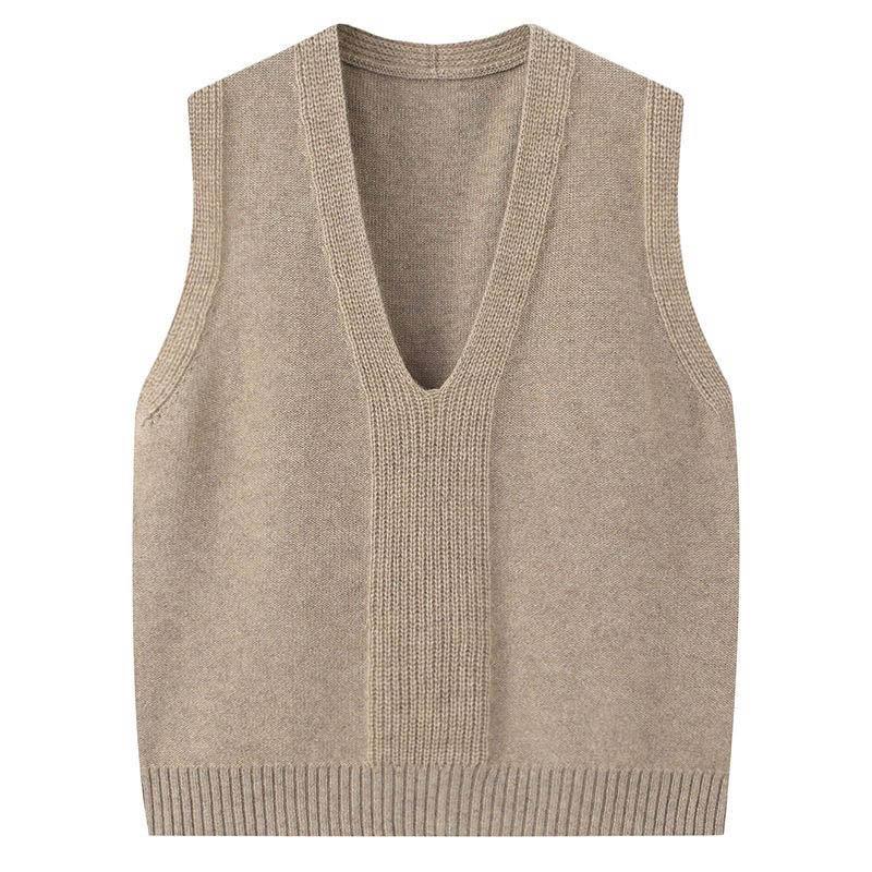 Jacquard Embroidered V-neck Knitted Contrast Ins Tank Top Student Women's Vest Sleeveless Sweater Pullover