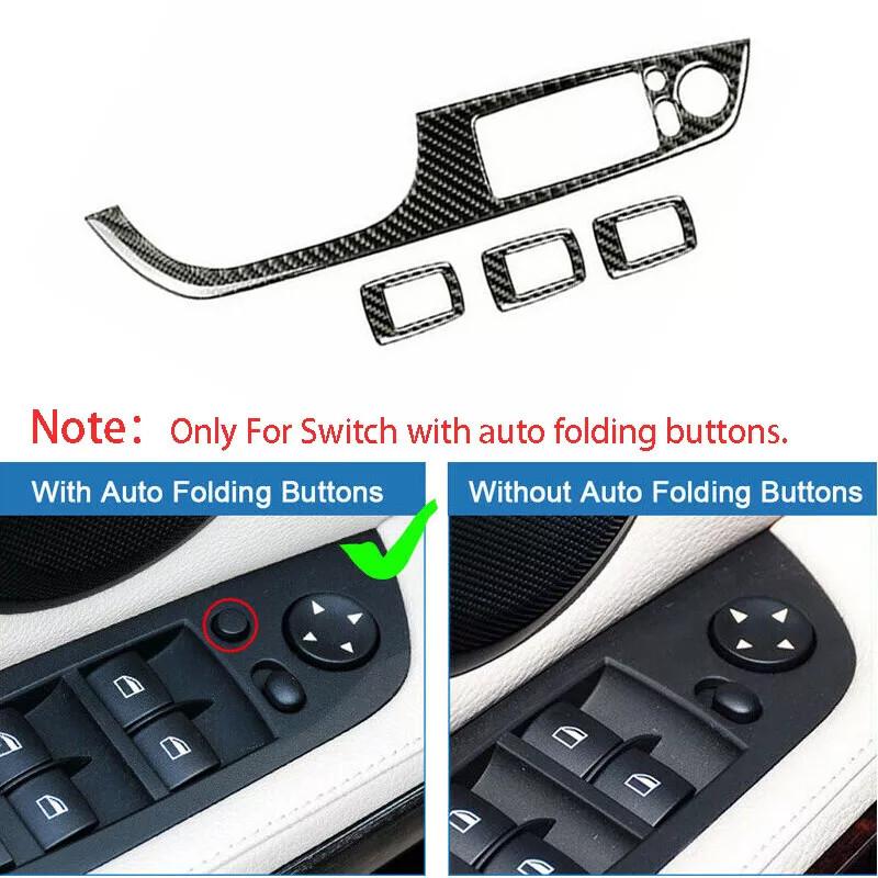 Real Carbon Fiber Door Window Switch Button Cover For BMW 3 Serie E90 2005-2012
