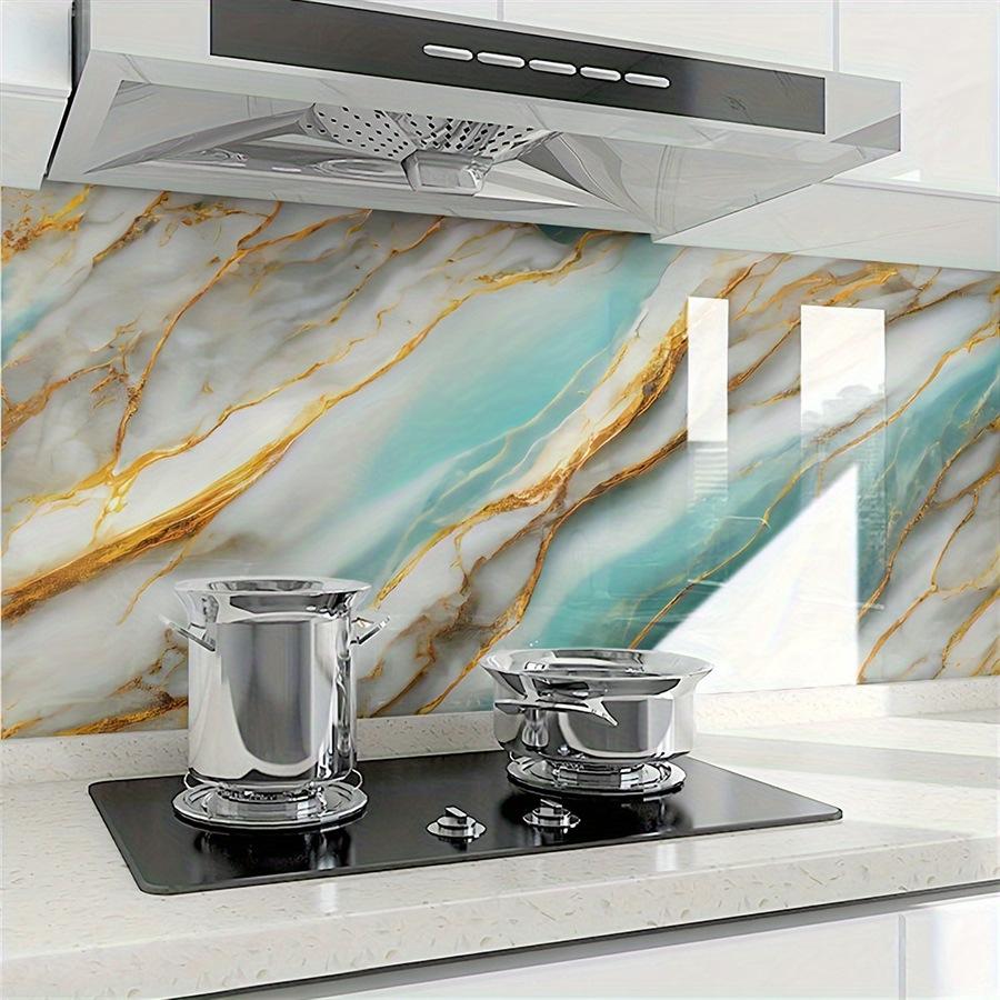 40cm Self-Adhesive Marble Film Oil-Proof Heat-Resistant Kitchen Wall Stickers for Cabinet Home Renovation Decorative Wallpaper