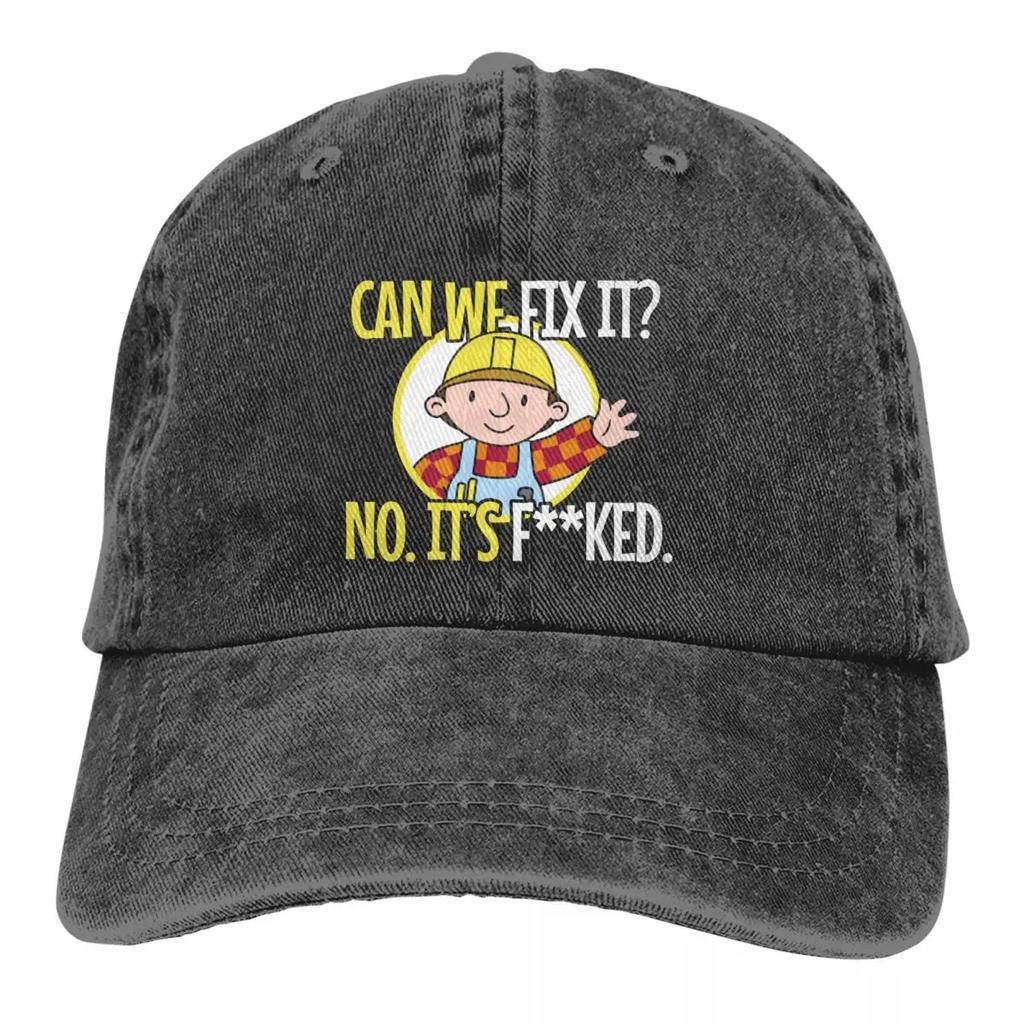 Vintage Bob The Builder Can We Fix It Baseball Caps Unisex Style Distressed Washed  Cap Funny Repair Man Hats Cap