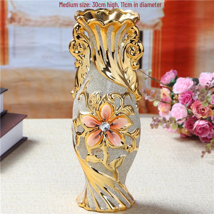 Ornament z evropské keramické vázy, zlatý svatební dar, dekorace do obývacího pokoje, měkké bytové zařízení