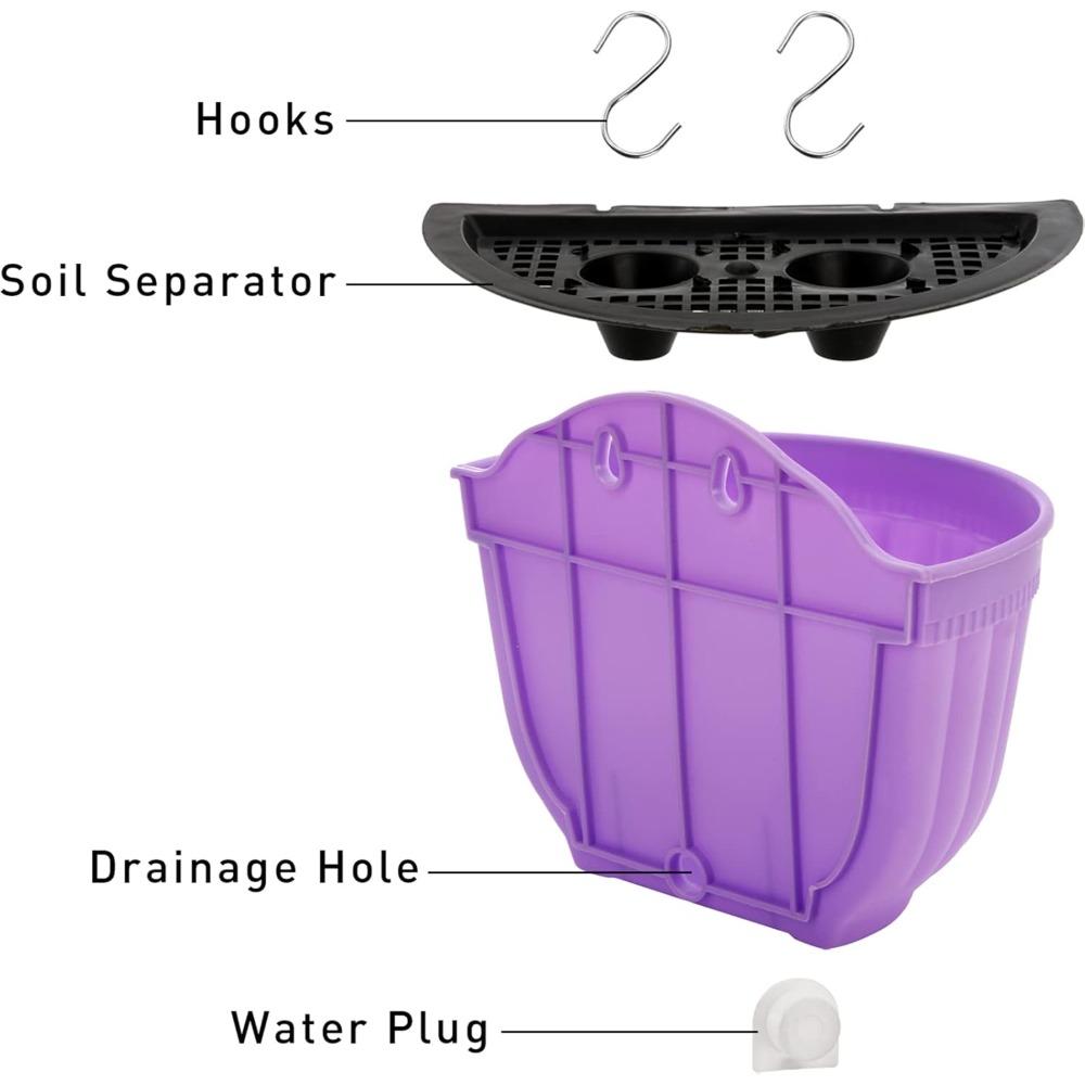 6pcs Wall Planter Hanging Flower Pot Window Hang Indoor Outdoor Plant Basket for Fence Railing Resin Pots with S Hooks and Drainage Meshes