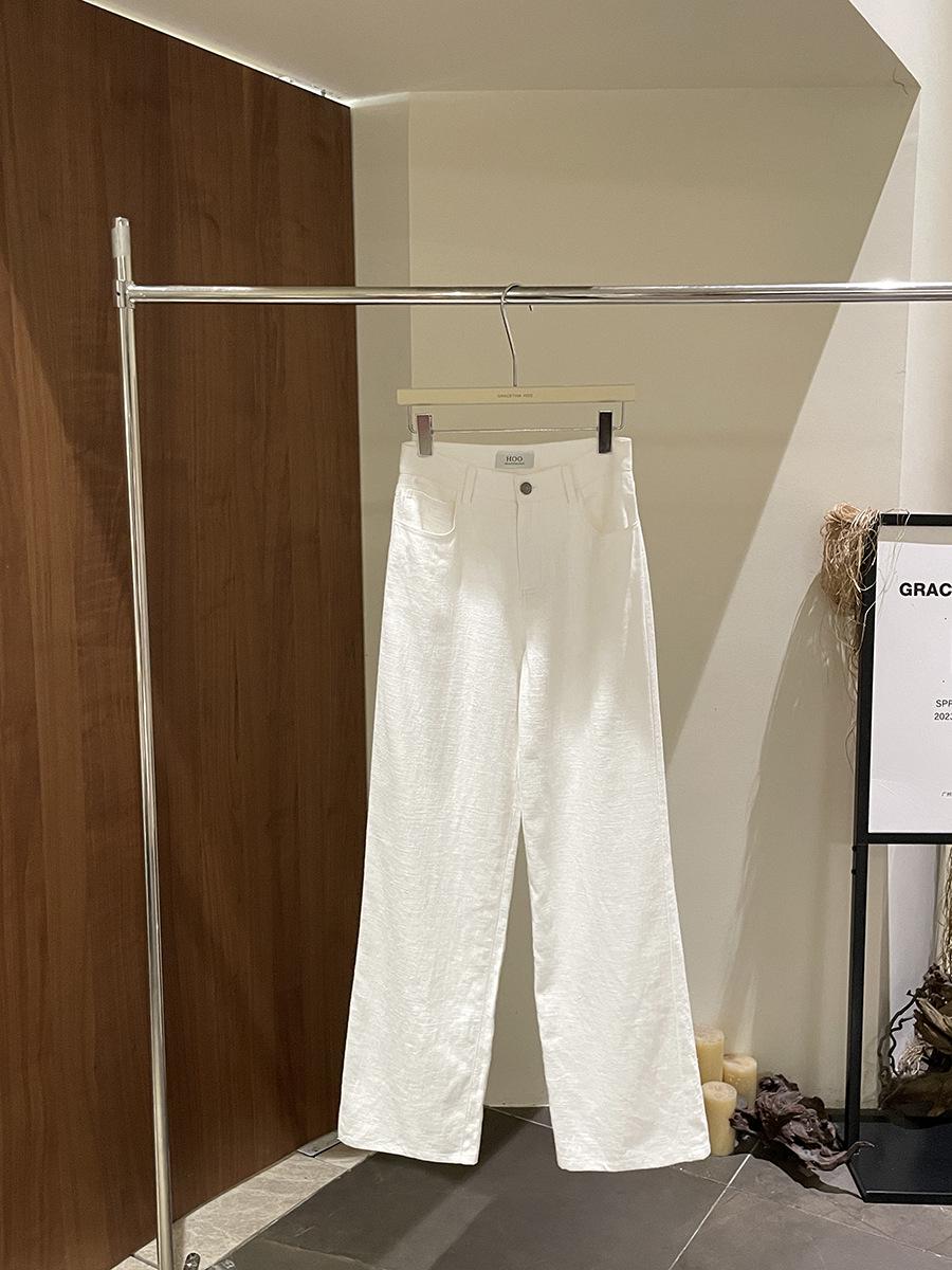 

GRACETINAHOO Spring Linen Texture Casual Loose Straight Pants KA961 S