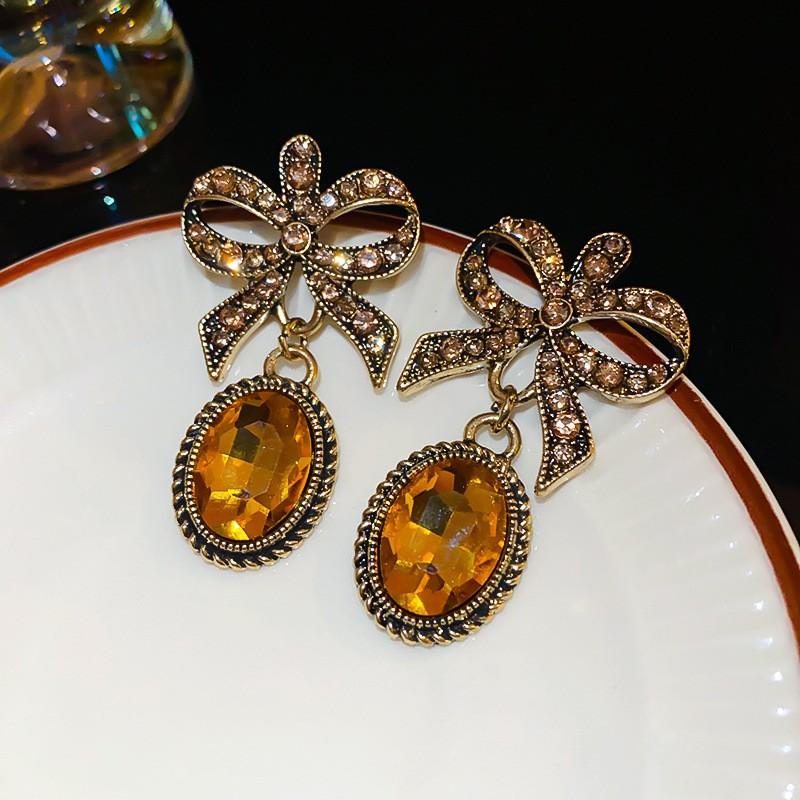 Silver Needle Korean Diamond Bow Earrings Versatile Fashion Temperament Earrings Niche Design Earrings Light Luxury Premium Sense