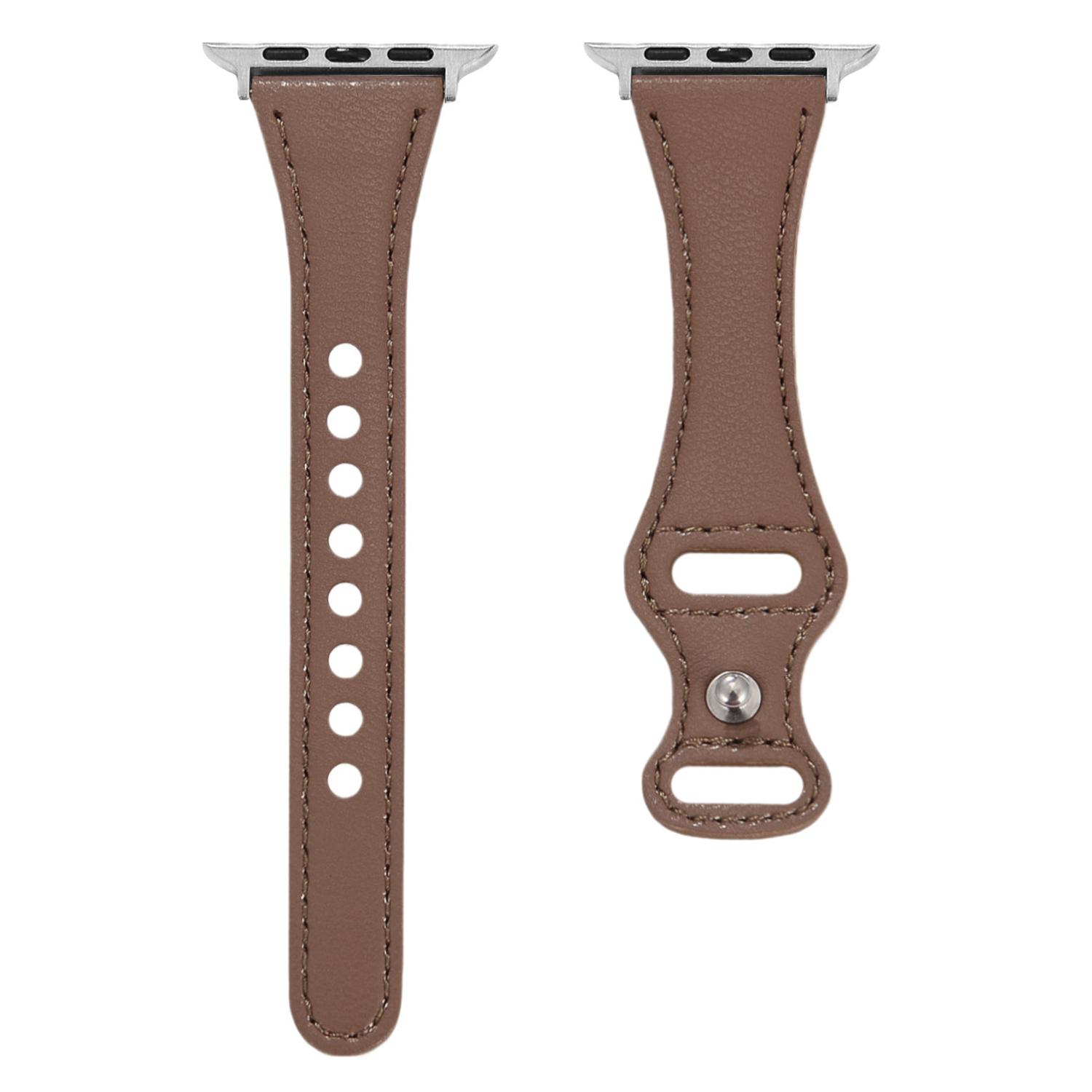 

For Apple Watch 10 46mm/Ultra 2/Ultra 49mm/9 8 7 45mm/SE (2023) SE (2022) SE 6 5 4 44mm/3 2 1 42mm Button Buckle Watch Strap Brown