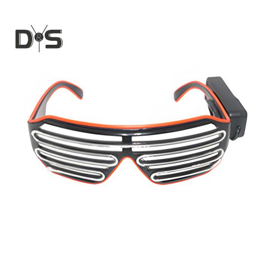 Óculos de sol de LED com fio de El, óculos de sol de neon para festa de rave, óculos de sol com obturador piscante, fantasias brilhantes de DJ para festivais de música dos anos 80