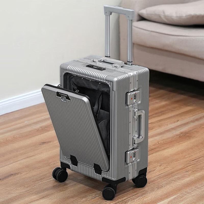 TJ Harren Aluminum Frame Front-Opening Carry-On Suitcase
