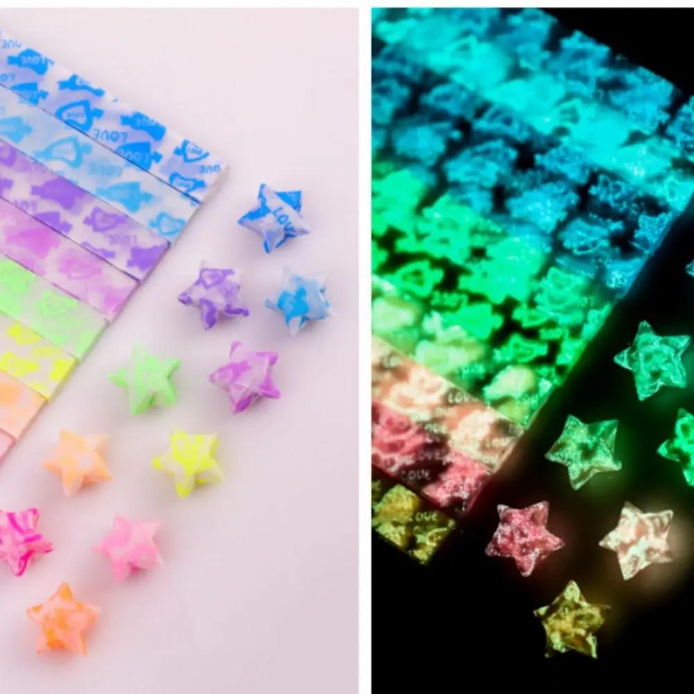 210 Sheets Creative Star Origami Paper Colorful Lucky Decorative Paper Strips Luminous Glitter Stars Craft Paper For Diy Arts