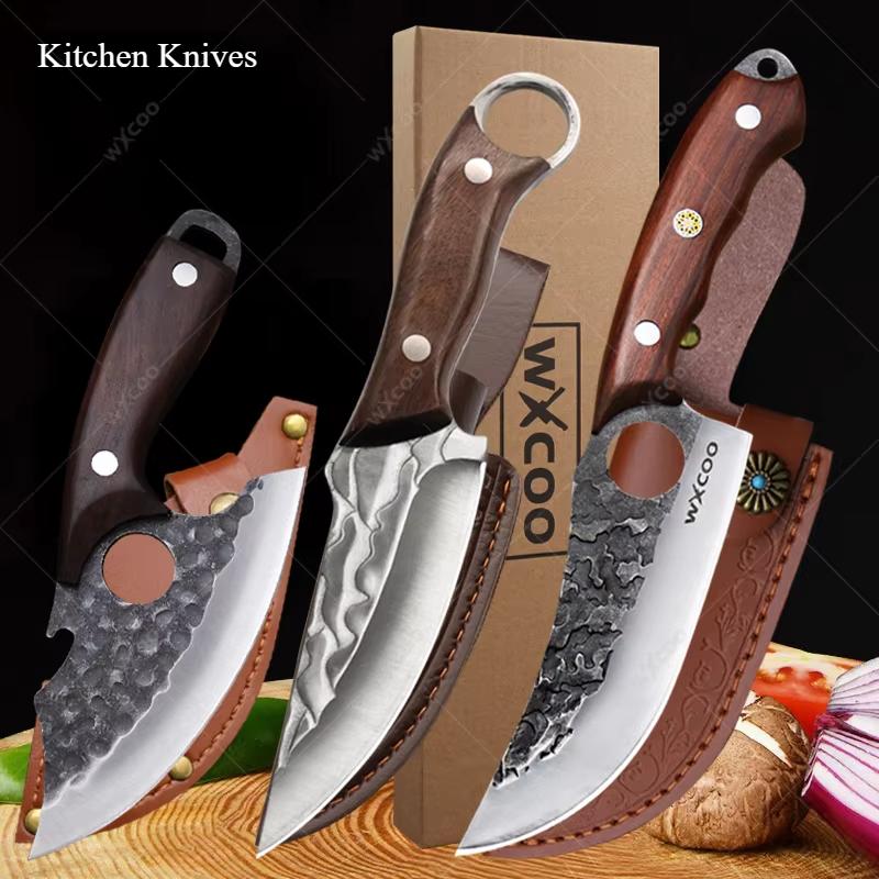 

Кухонный измельчитель ручной работы из кованой высокоуглеродистой стали, нож для рыбалки, нож для обвалки, набор кухонных ножей 3 PCS