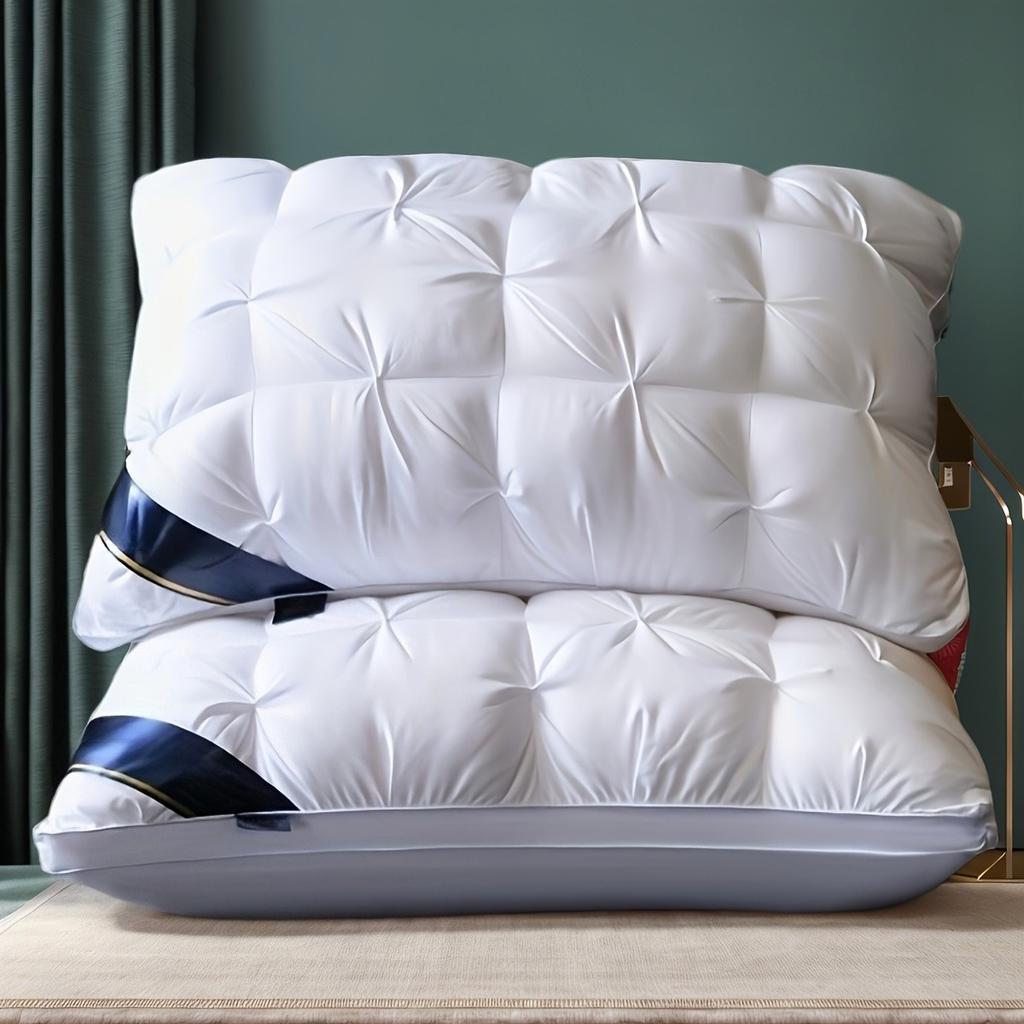 1/2PC Luxury 5-Star Hotel Pillow Deep Sleep Ergonomic Support - High-Density Polyester Memory Foam Pillow White Satin All-Season