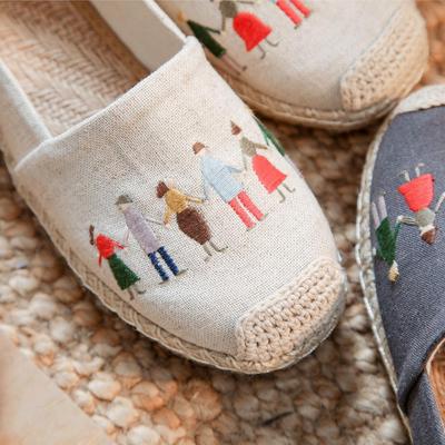 X19 Women's Casual Linen Embroidered Low-Top Shoes - Breathable, Simple, Spring/Summer Style