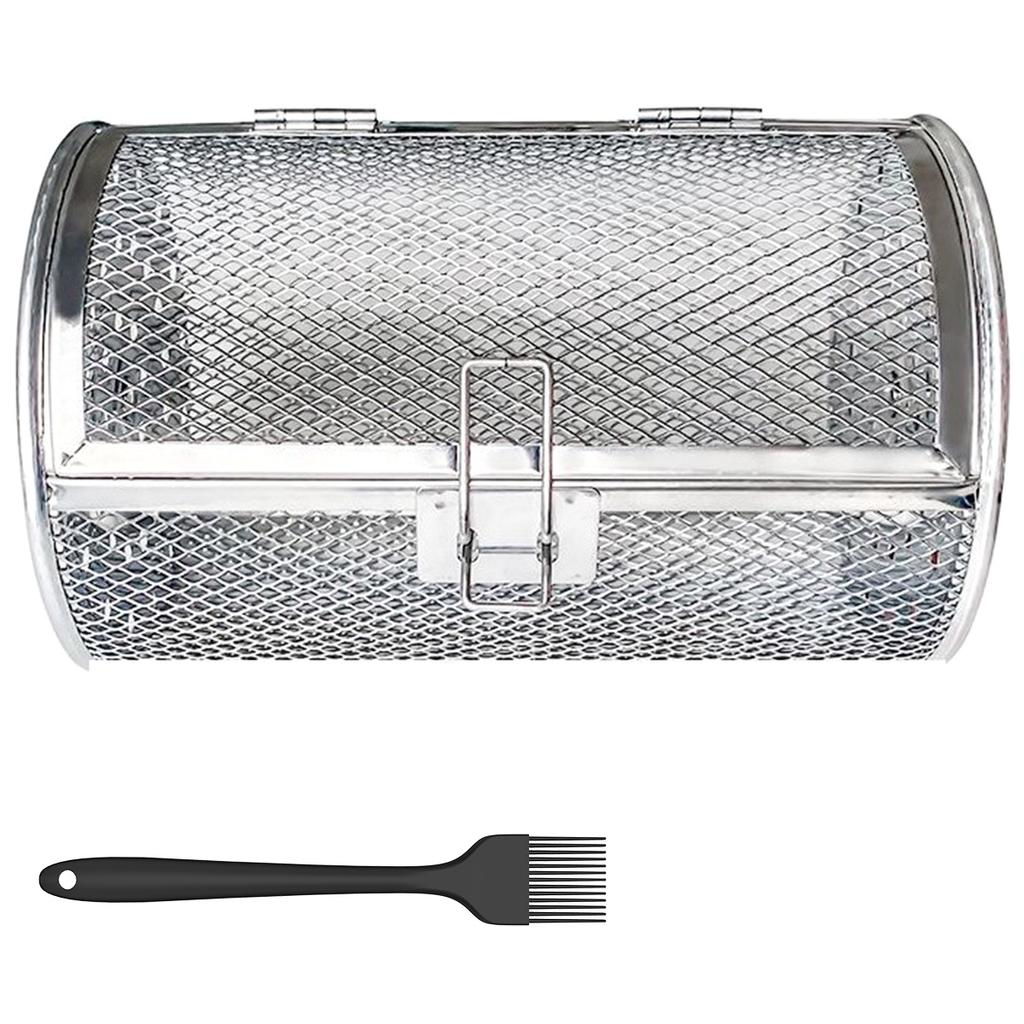 Basket Rotary Stainless Steel Cage Rotisserie Grill Roaster Grill Roaster Drum Roast Basket Peanut Dried Nut Coffee Beans BBQ