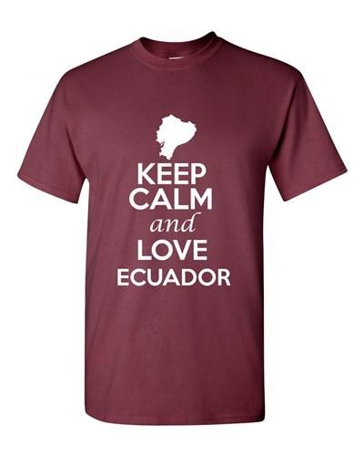 Keep Calm And Love Ecuador Country Novelty Statement Graphic Adult T-Shirt Tee Unisex T-Shirt S