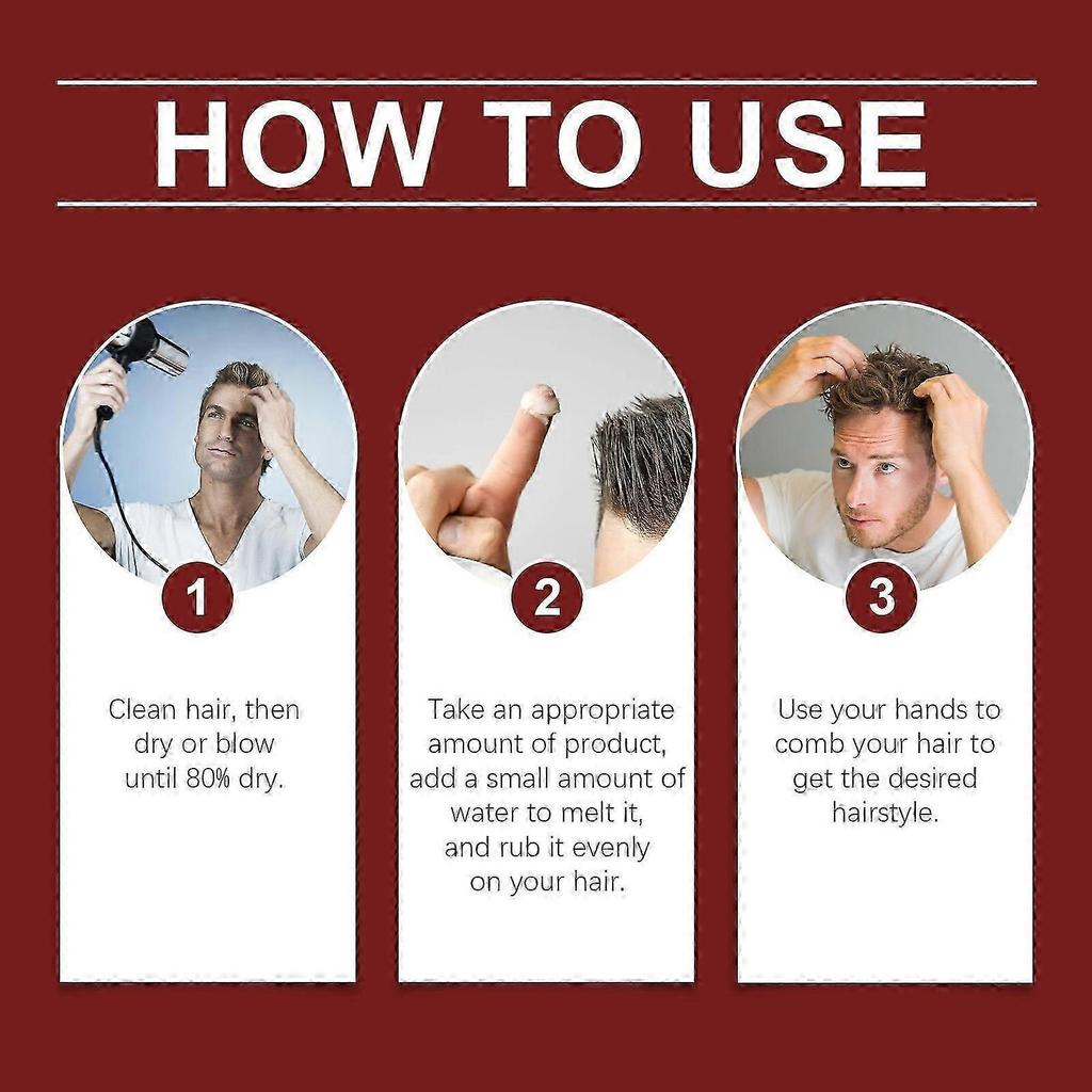 Men's Hair Styling Cream - Long-Lasting Hold, Moisturizing Leave-In Oil for Fluffy, Matte Finish - Easy Application, Travel-Friendly 50g