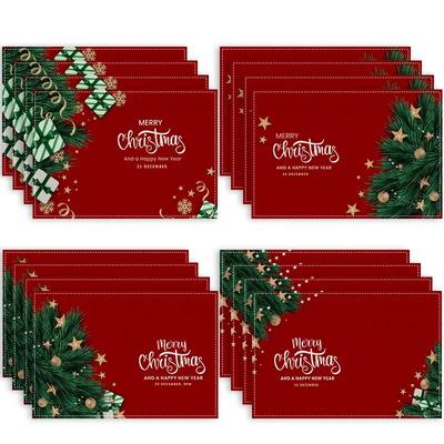 Weihnachtssegensbriefe Gedruckte Tischsets Rot Gestreift Kariert Leinen Tischsets Weihnachtsfeier Dekorationen Isolieruntersetzer
