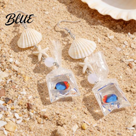 Lightweight Earrings 1 Pair Tropical Fish Bag Dangle Ocean Beach