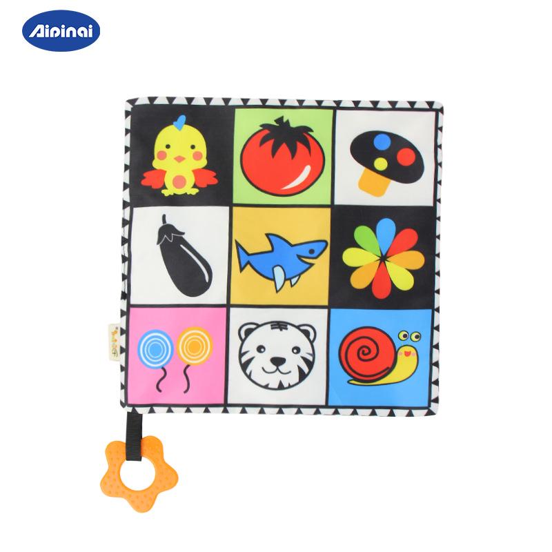 Aipinqi Baby Comfort Toy: Black & White Square Towel with Teether Ring