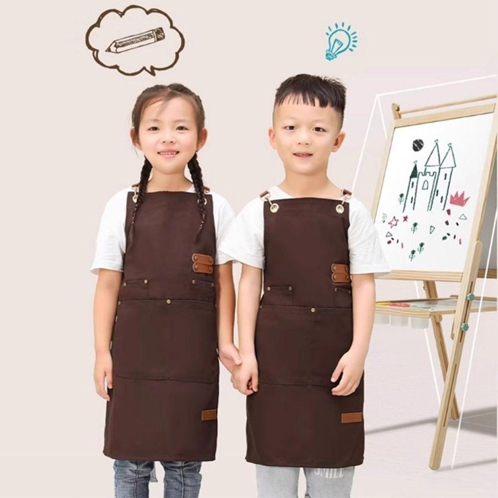 Lightweight Children's Canvas Apron Minimalist Kids Chef Costume Kids Cooking Apron  Baking